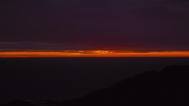 Amanecer en el mar con el cielo morado