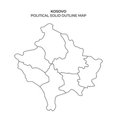 Solid outline map of Kosovo showing political divisions
