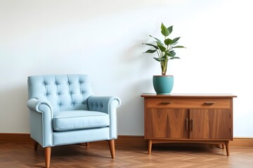 highlight the console and table arrangement while retaining the mid-century minimalist style. 
