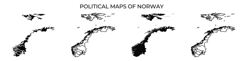 Detailed political maps showcasing Norways regional divisions