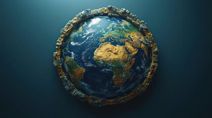 Fototapeta premium Our Precious Earth: A 3D Render of the Planet Encased in Stone