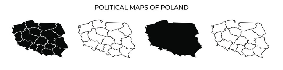 Political maps of Poland showing different regions and boundaries