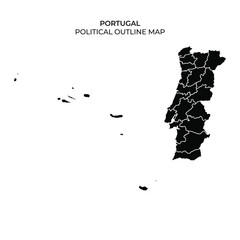 Outline map of Portugal showing political divisions and regions