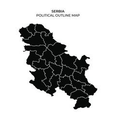 Serbia political outline map with detailed regions marked