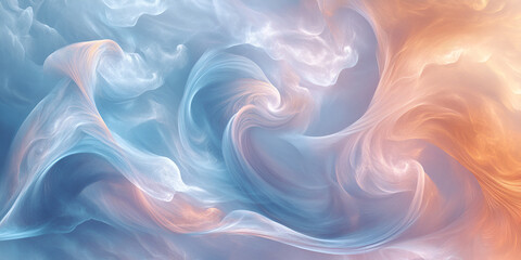 Obraz premium Abstract Swirling Colors: A mesmerizing abstract artwork featuring swirls of blue and orange smoke creating a dynamic and ethereal composition. The colors blend and dance together.