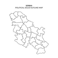 Outline map of Serbia showing political boundaries and regions