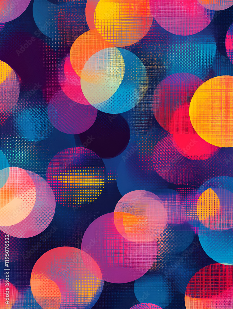 Wall mural abstract colorful circles: a mesmerizing abstract design featuring vibrant, overlapping circles in a