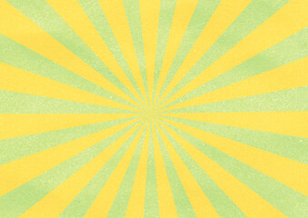 yellow and mint green retro sunburst pattern with halftone texture background