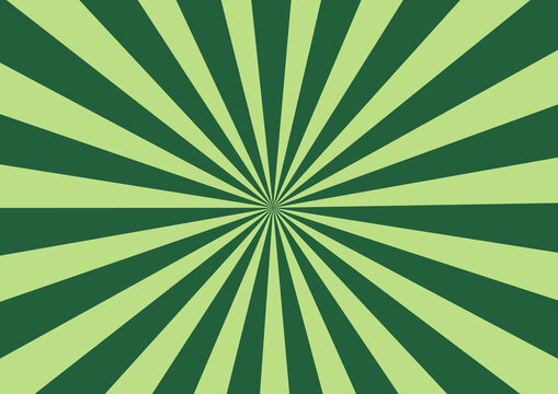 Fototapeta retro sunburst pattern background in light and dark green stripes radiating from center point