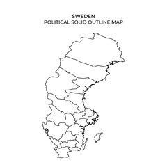 Political outline map of Sweden showing regional boundaries clearly