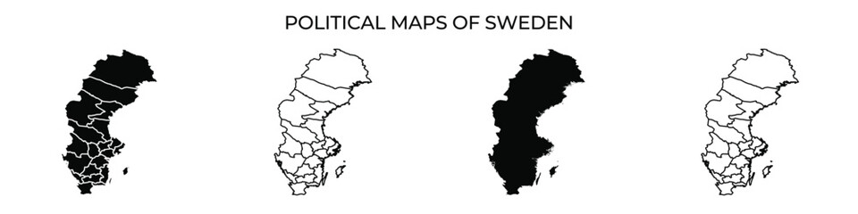 Political map series showcasing regions of Sweden over time