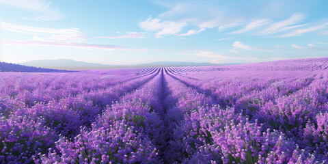 Obraz premium Lavender Field Landscape with Blue Sky