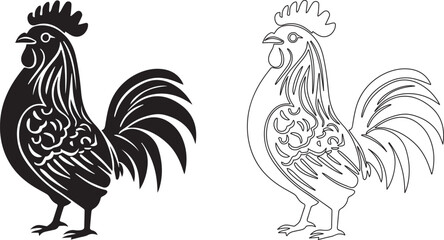 Silhouette of a Chinese zodiac rooster vector silhouette