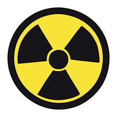 Obraz premium Hand drawn cartoon radiation symbol on a white background.