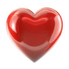 Fototapeta premium Single 3d glossy red heart symbol isolated on transparent background