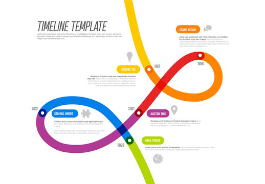 Colorful Thick Line Timeline Graphic Template with five Milestones