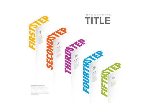 Five Step Infographic Design Template with Colorful Text on the edge