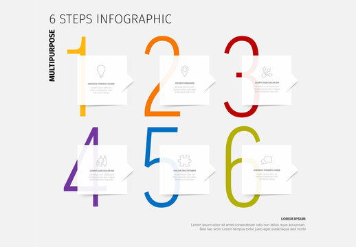 Colorful Six Step Process Progress Infographic Layout Design  Template