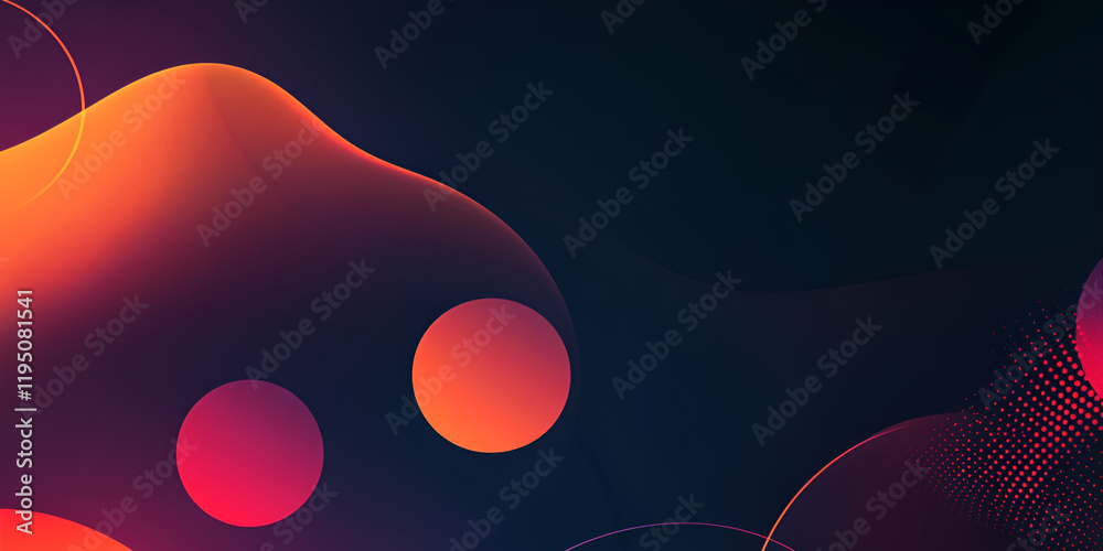 Poster abstract glow: a captivating abstract background with bold, vibrant circles and glowing shapes in an