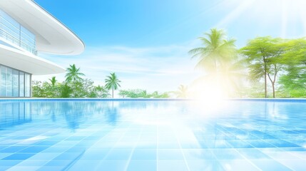 Fototapeta premium Sparkling blue pool oasis refreshing escape under the summer sun invigorating