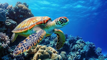 Obraz premium Maldives Coral Reefs and Marine Life - A Paradise for Divers and Conservationists. Stunning Underwater Landscapes with Rich Biodiversity.