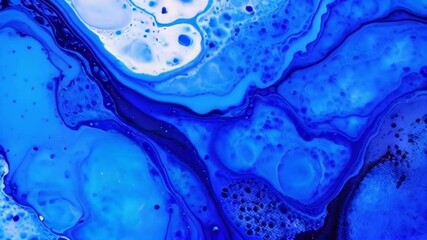 An abstract depiction of swirling blue liquids, showcasing vibrant colors and fluid textures, evoking creativity and modern design.
