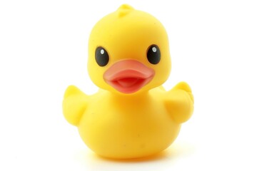 yellow rubber duck wearing black sunglasses on white background