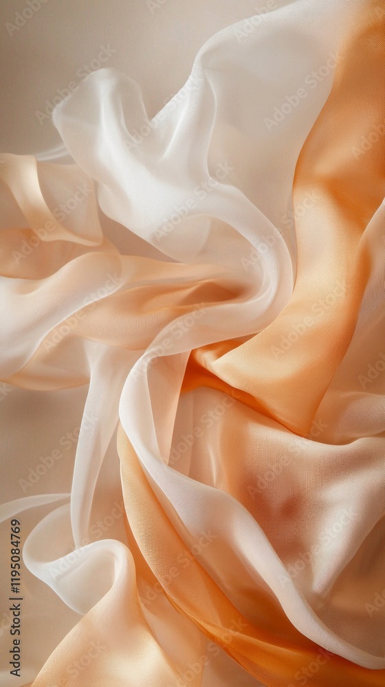 Aufkleber delicate layers of fabric intertwine in warm shades of orange and soft white, crafting a serene and 
