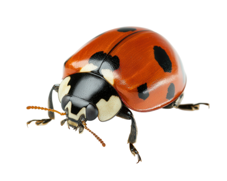 Isolated Detailed Macro Ladybug on White