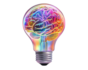 Isolated Colorful Brain Lightbulb