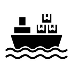 Cargo Ship Vector Glyph Icon Design