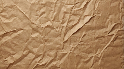 Obraz premium Crumpled brown paper texture with an aged and wrinkled surface texture blank with copy space for text.