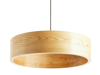 Isolated Wooden Round Pendant Lamp