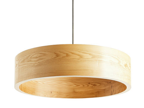 Isolated Wooden Round Pendant Lamp