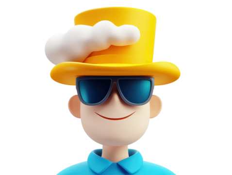 Isolated Cartoon Character with Hat and Sunglasses - Powered by Adobe