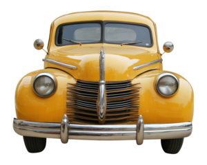 Isolated Front View of Yellow Classic Car