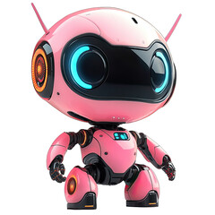 Cute Mini ai robot isolated on transparent background