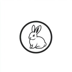 Obraz premium Drawing of Bunny Sitting in Circle, White Background, Sticker