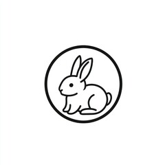 Obraz premium Simple Outline of a Bunny Inside a Circle, for Animal Symbol Use