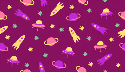 Cute cartoon space pattern background vector design