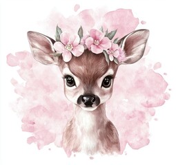 Enchanting artwork of baby deer, designed specifically for kindergarten and nursery use, ideal for kids' apparel and patterns. The watercolor, hand-drawn look is perfect for phone case designs,