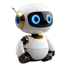 Cute Mini ai robot isolated on transparent background
