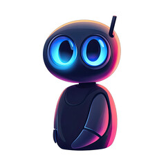 Cute Mini ai robot isolated on transparent background