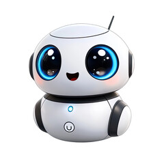 Cute Mini ai robot isolated on transparent background