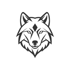 wolf head vector with simple line style. This image is interesting because it can be used in various graphic designs, logos, or digital art projects.