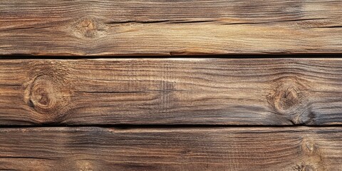 Fototapeta premium Closeup of rustic wooden planks with rich brown tones and detailed grain patterns arranged horizontally showcasing natural textures.
