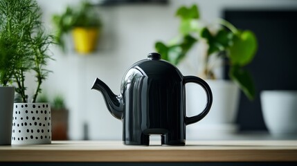 Elegant A whimsical watering can shaped like an elephant sitting in a colorful backyard garden rare watering cans playful design 