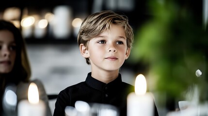 Elegant A young boy reciting the Four Questions at a seder table surrounded by attentive family members rare Passover traditions youngest participation 