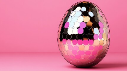 Elegant Abstract Easter egg painted with galaxy inspired patterns of purple blue and gold on a black gradient background rare Easter cosmic concept 