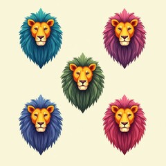 Fototapeta premium Vibrant lion pattern background artistic illustration colorful wildlife studio environment close-up view creative concept